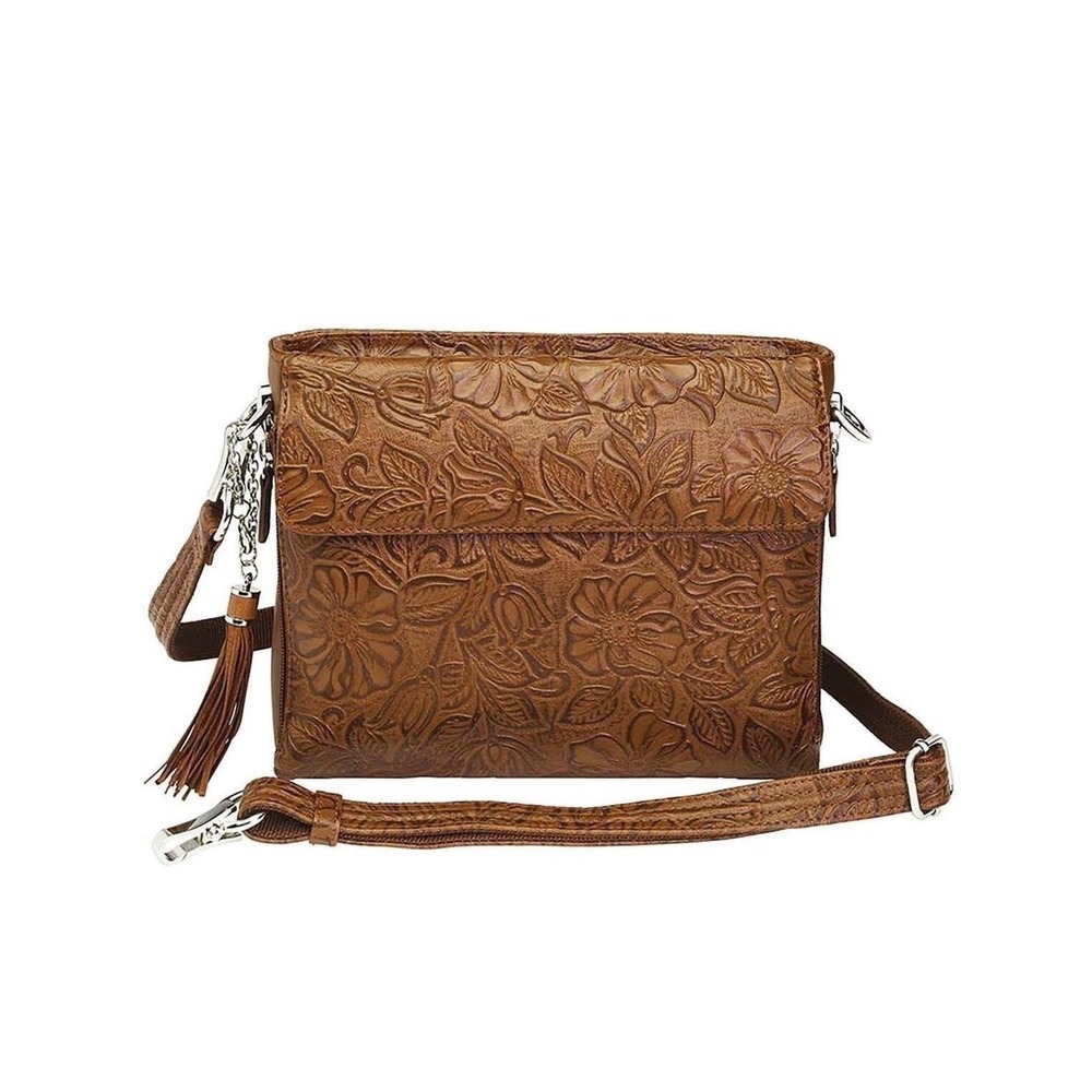 Gun Tote'n Mama Tooled American Cowhide Concealed Carry Clutch Tan GTM-22/TN